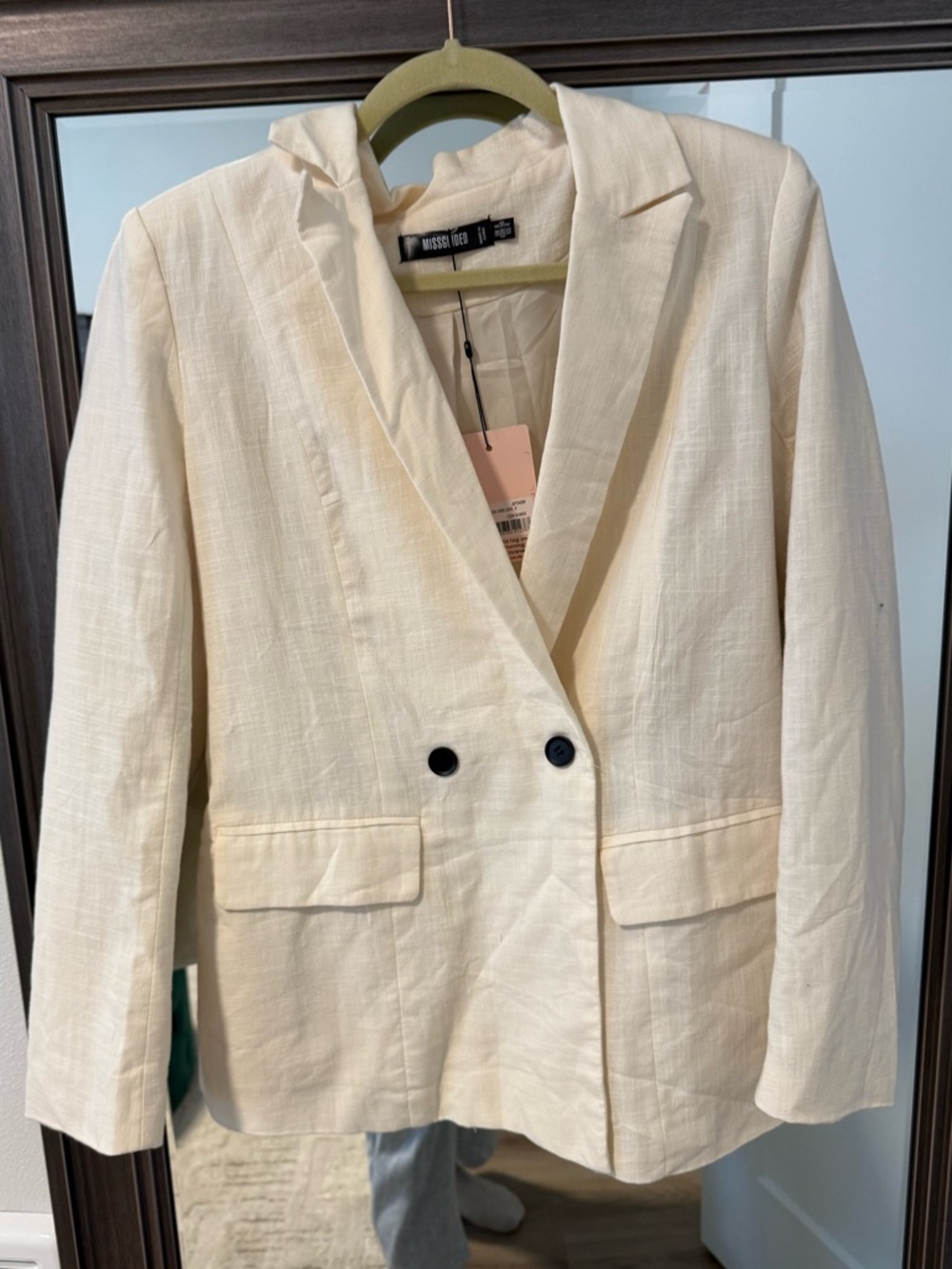Missguided Cream Double-Breasted Blazer Jacket